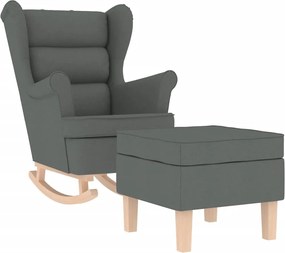 vidaXL Scaun balansoar cu taburet, gri închis, textil