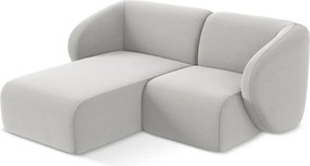 Colțar gri deschis cu tapițerie din catifea (cu colț pe partea stângă/cu șezlong) Lani – Makamii