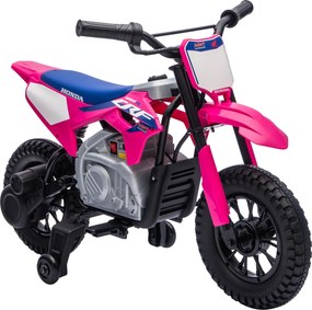 AIYAPLAY Motocicletă electrică pentru copii 3+ ani, licență Honda CRF 450R, 12V, baterie litiu, cu suspensii, roz | Aosom Romania