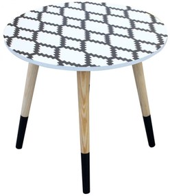 Masuta cafea, set 2 bucati, rotunde, design etno, inaltime 48 cm