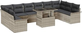 vidaXL Set de canapele pentru grădină 11 pcs Gri deschis Poli Rattan