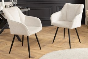 Set de 2 scaune pivotante, Metal Negru, Chenille Sampanie, AVIGNON A-46470 VC