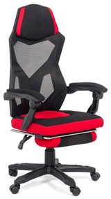 Scaun gaming rosu din mesh cu spatar rabatabil si suport picioare OFF 304