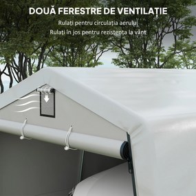 Outsunny Garaj Portabil, Carport Rezistent, Cort tip Garaj cu Copertină și 2 Ferestre de Ventilație și Ușă, 6.2x3.3x2.4 m, Gri | Aosom Romania