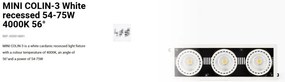 Spot LED incastrabil MINI COLIN-3 White recessed 54-75W 4000K 56°