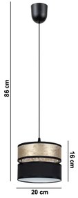 Lustră pe cablu LIMA 1xE27/60W/230V aurie/neagră