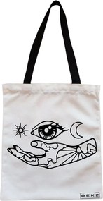 Sacosa de Panza pentru Cumparaturi, Geanta Tote, model Life in depth, Cu fermoar, 38x34.5 cm, Alba, BEKZ®