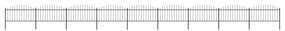 Gard de gradina cu varf sulita, negru, (1,25-1,5)x15,3 m otel 1, 125-150 cm, 15.3 m
