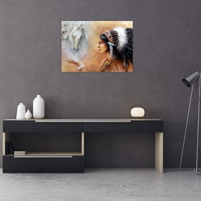 Tablou pe sticlă - Farmecele indienilor (70x50 cm)