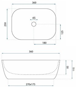 Lavoar pentru blat Rea BELINDA MINI TRAVERTINE MATT