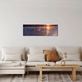 Tablou cu apus de soare (cu ceas) (90x30 cm)