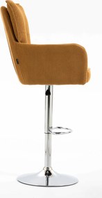 HR250W Scaun Catifea Reiată Premium Ruloare Curry Galben Bază Cromata