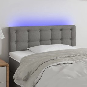 3122029 vidaXL Tăblie de pat cu LED, gri închis, 90x5x78/88 cm, textil