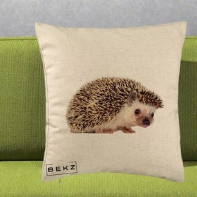Perna Decorativa Arici Fotorealist, 40x40 cm, Bej, Husa Detasabila, Perna Inclusa, BEKZ®