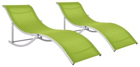 vidaXL Șezlonguri pliabile, 2 buc., verde, textilenă