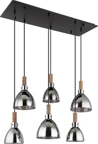 Globo 15550-6H - Lustră suspendată pe cablu MATTEA 6xE27/6W/230V negru/fumuriu