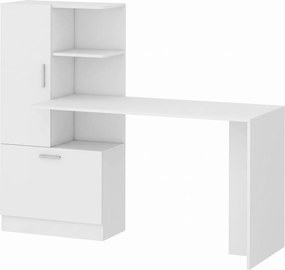 HOMCOM Birou pentru calculator cu bibliotecă și dulap, 150 cm, alb | Aosom Romania