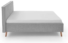 Pat matrimonial gri deschis tapițat cu spațiu de depozitare cu somieră 180x200 cm Riva – Meise Möbel