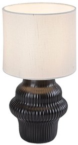 Lampa de masa ceramica neagra abajur alb Glimo