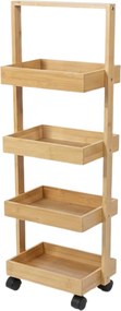 Raft îngust din bambus, 4 coșuri VINK, 90 cm