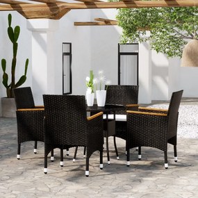 3058494 vidaXL Set mobilier de grădină, 5 piese, negru, poliratan