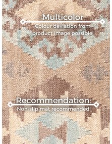 Covor tip traversă albastru deschis-bej reversibil, țesut manual din lână 60x190 cm Kamal Dune – Nouristan