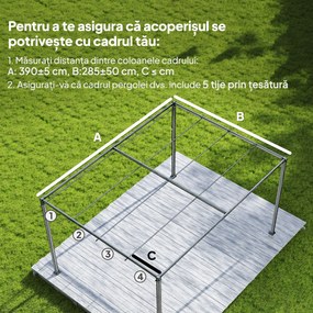 Outsunny Acoperiș pentru Pergolă cu 8 Orificii de Drenaj, Husă de Schimb din Poliester Respirabil, Exclusiv Material, 392x350 cm, UV30+, pentru Pergolă de Grădină 4x3m, Bej | Aosom Romania