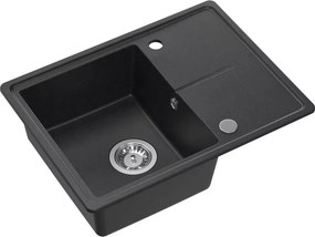 Chiuveta compozit incastrata Quadron Pop Tony 116 negru punctat 60x45 cm