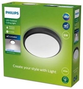 Plafonieră LED pentru baie DORIS LED/6W/230V 4000K IP54 neagră Philips