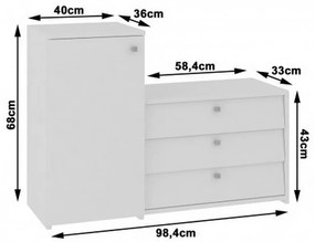 Supermobel Pantofar RUBIN S16, 98,4x68/43x33, alb