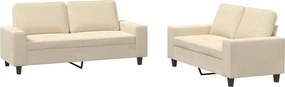 vidaXL Set de canapele, 2 piese, crem, material textil