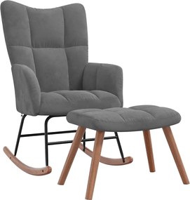 vidaXL Scaun balansoar cu taburet, gri închis, catifea