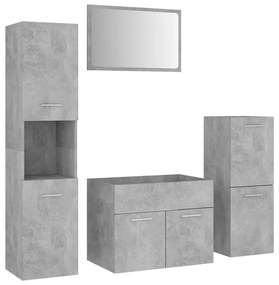Set de mobilier de baie, gri beton, lemn prelucrat Gri beton, 60 x 38.5 x 46 cm, 1