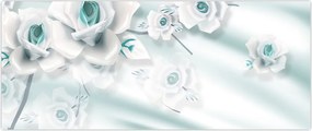 Tablou - Flori de trandafir turcoaz (120x50 cm)