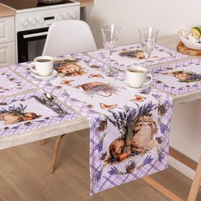 Set de 4 suporturi și traversă de masă LAVANDĂ