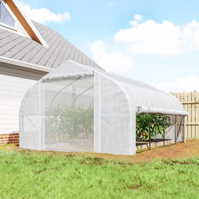 Outsunny Sera de Gradina 4x3m cu Pereti Laterali si Usa cu Fermoar 8 Ferestre Tunel pentru Plante | Aosom Romania