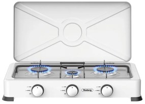 Aragaz cu 3arzatoare si capac Rosberg R51454E3, 3x2,2 kWh, 30 mbar, Otel carbon, Alb