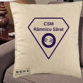 Perna Personalizata CSM Ramnicu Sarat Fotbal, 40x40 cm, Bej, Husa Detasabila, Perna Inclusa, BEKZ®