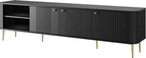 Comodă TV Vesper 3D 187 cm - negru / picioare aurii