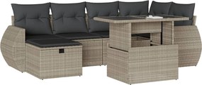 vidaXL Set canapele de grădină cu perne, 7piese gri deschis poliratan