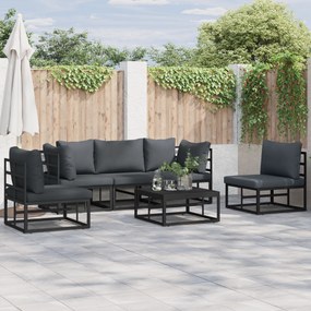 vidaXL Set de canapele pentru grădină 5 pcs Negru 213 x 71.5 x 71 cm