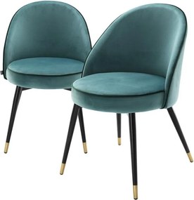 Set de 2 scaune elegante design LUX Cooper, catifea turcoaz 113123 HZ