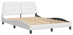 3208178 vidaXL Cadru de pat cu tăblie, alb, 140x190 cm, piele ecologică