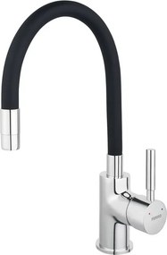 Baterie bucatarie cu pipa flexibila Ferro Zumba negru - crom
