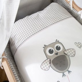 Pătuț leagăn în culoare naturală din lemn de fag cu roți/cu baldachin 40x90 cm Adam and Owl – Roba