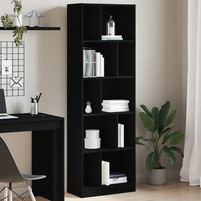 847990 vidaXL Bibliotecă, negru, 57x28,5x174 cm, lemn prelucrat