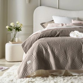 Cuvertură de pat din catifea maro Feel 240 x 260 cm