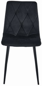 Scaun de dining din catifea neagra LIBRA cu picioare negre