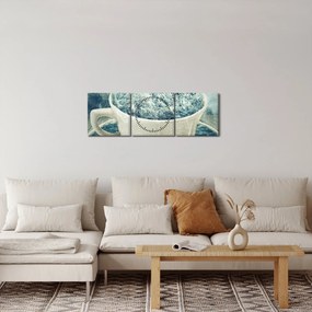 Tablou - Lumea de iarnă într-o căniță (cu ceas) (90x30 cm)