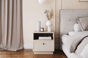 Noptieră Lorini 45 cm cu sertar - cașmir / mâner negru